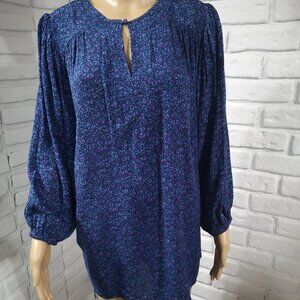 NWT Reitmans Ladies Navy with Pink Pattern 3/4 Length Sleeves Tunic Blouse